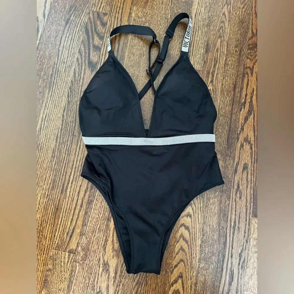 Victoria Secret Bathing suit Size M SWIM Shine Plunge One-Piece Swimsuit